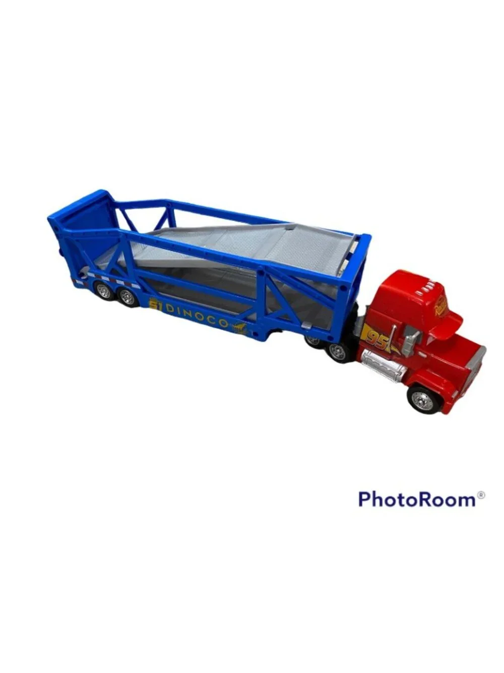 Disney Pixar Cars Launching Mack Transporter With Dinoco Trailer
